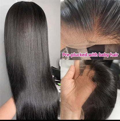 Frontal preplucked hairline Straight Wig