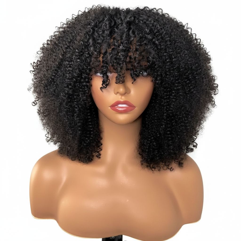 Fringe Curly Wig Front