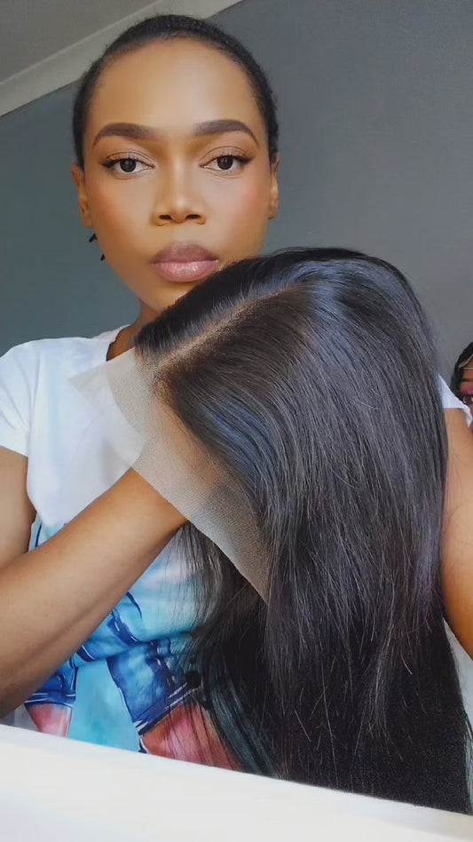 Frontal preplucked hairline Straight Wig